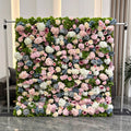 5D Customs Garden Flower Wall Backdrops 8ft X 8ft Roll up Cloth Wall Flowers Artificial for Wedding Party Event Decor