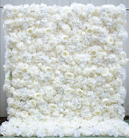 8FTx8FT White/Pink Rose Artificial Aluminum Iron Flower Wall Backdrop Durable Modular System Easy Transport Wedding Decorations
