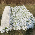 Artificial Flower Wall 8x8 White Roses Wall Cloth Fabric Back 5d Flower Panels Backdrop Wall