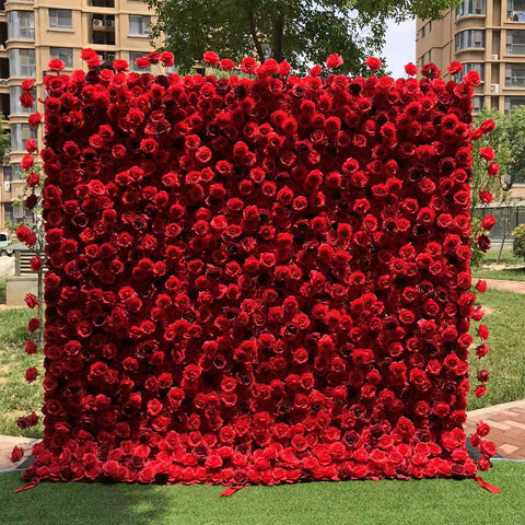 Artificial Red Rose Wall Dense Silk Flower Wall Backdrop for Wedding Photo Booth Studio Party Event Decoration