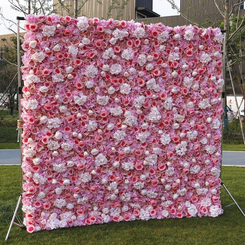 Artificial Rose Flower 3D Wall Backdrop for Wedding Graduation Halloween & Father's Day Event Stage Decoration Customized Color
