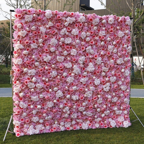 Artificial Rose Flower 3D Wall Backdrop for Wedding Graduation Halloween & Father's Day Event Stage Decoration Customized Color