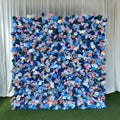 Blue Artificial Rose Peony Flower Wall White Pink Accent Backdrop for Wedding Photo Booth Studio Party Event Decor