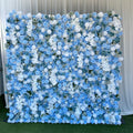 Blue White Artificial Rose Hydrangea Flower Wall Glam Backdrop for Wedding Photo Booth Studio Party Event Decor
