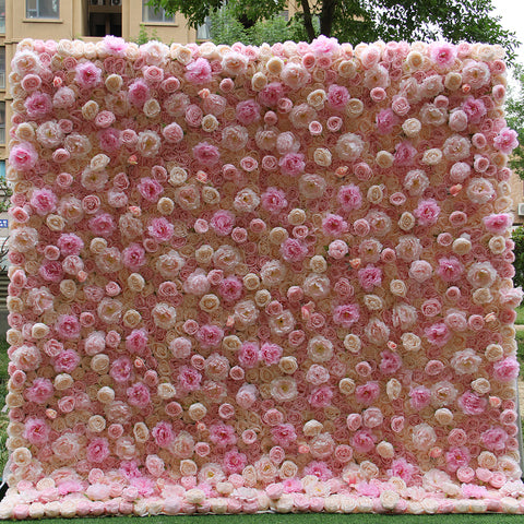 Cream Blush Pink Artificial Rose Peony Flower Wall Backdrop for Wedding Photo Booth Studio Party Event Decoration