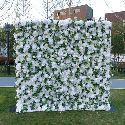 8 X 8Ft 3D Silk Artificial Rose Flower Wall Backdrop for Wedding Event Outdoor Decor