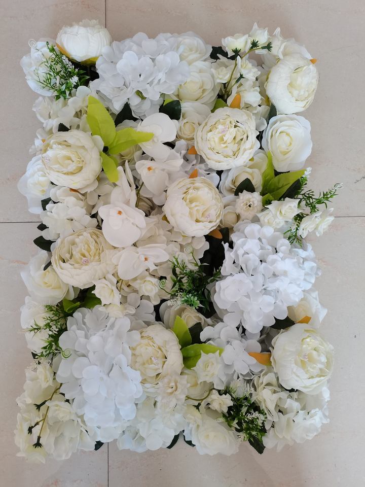 Luxurious Artificial Silk Flower Wall White Flower Wall Home Decor Wedding Backdrop Event Background Flower Wall Ornament