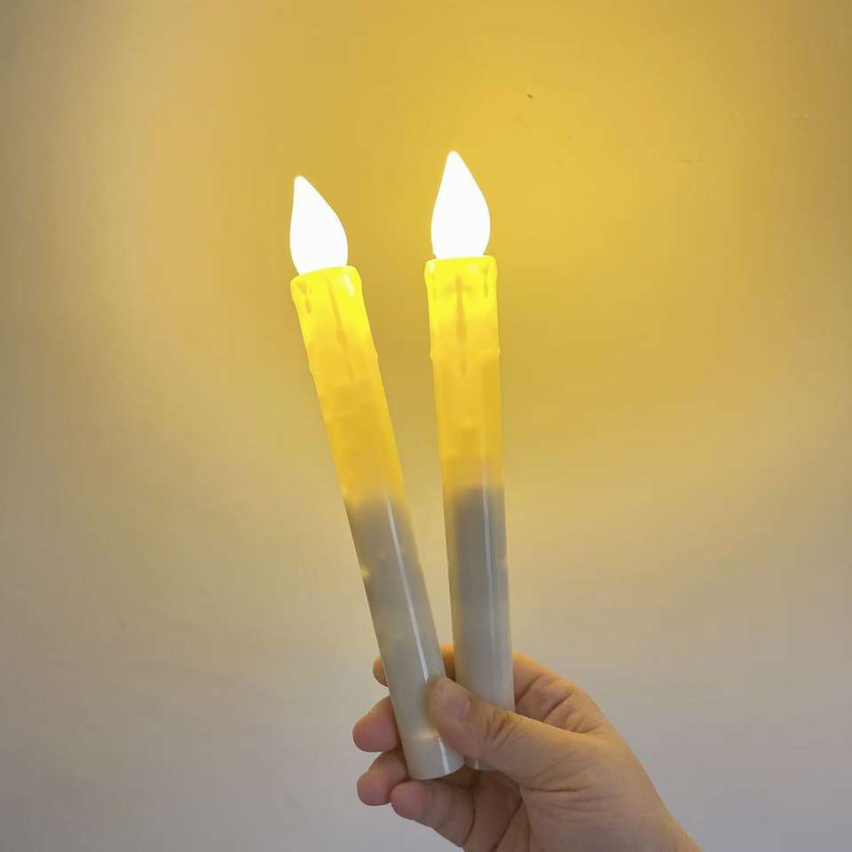 Flameless White Flickering Real Wax Electric Led Taper Candles Remote Control Warm White Led Candle Free Shipping