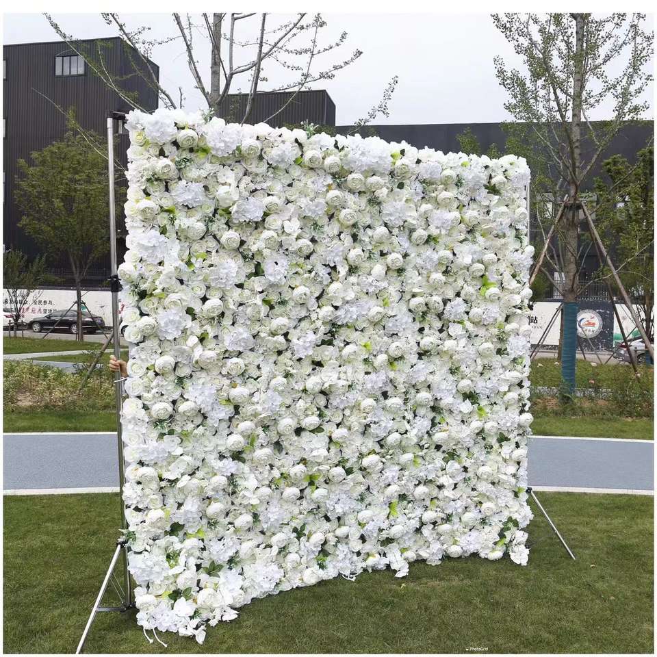 Luxurious Artificial Silk Flower Wall White Flower Wall Home Decor Wedding Backdrop Event Background Flower Wall Ornament