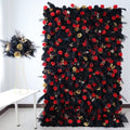 Customized Gold and Black Rose Feather Flower Wall Artificial Flower Wall Wedding Backdrop Wedding Party Halloween
