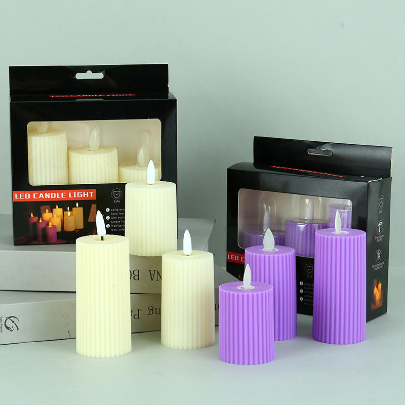 Twisted Texture Led Flameless Plastic Heart Candles 3-piece Set Realistic Flame Battery Operated Handmade Diwali Christmas Home Free Shipping