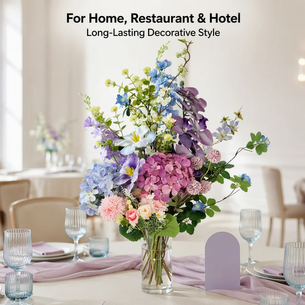 New Design Luxury Blue Series Handmade Silk Artificial Flowers DIY Floral Arrangements Halloween Decor Bridal Bouquet