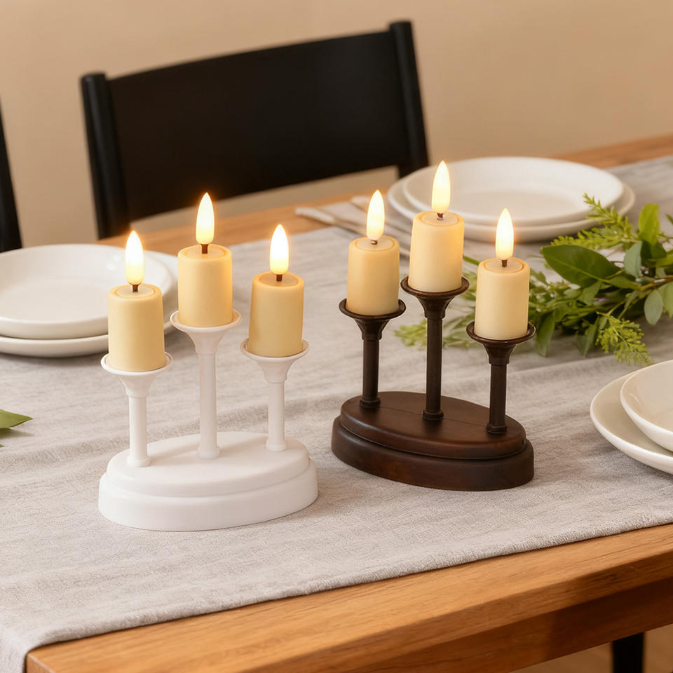 3 in 1 Flameless Taper Candles LED Candlesticks Battery Powered Plastic Light for Ramadan Home Decor Free Shipping