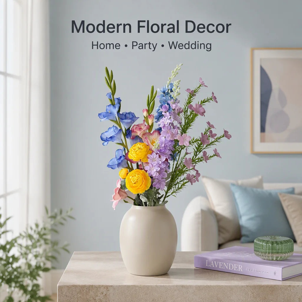 New Design Luxury Blue Series Handmade Silk Artificial Flowers DIY Floral Arrangements Halloween Decor Bridal Bouquet