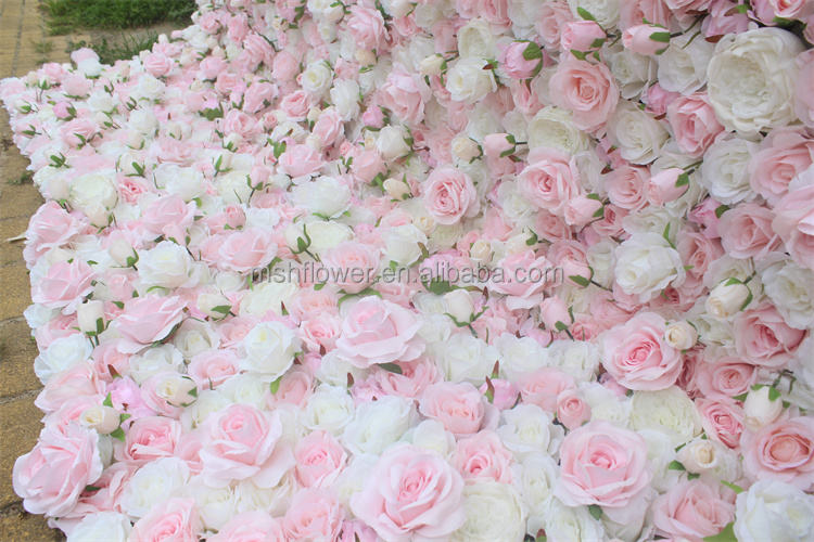 Floral Wall Arrangement 3D Roll-Up Silk Artificial Flower Panel Wall Decor Photography Backdrop Wedding Pink Flower Wall