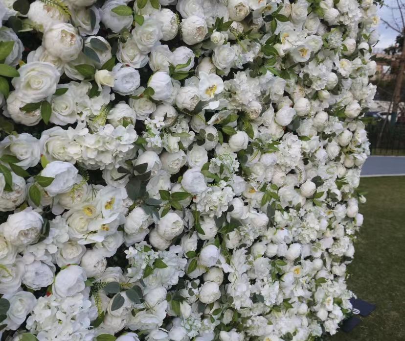 Artificial Silk 3D Roll-Up Hanging Artificial Flowers Wall Wedding Decoration Backdrop Panel for Wedding Home Decor
