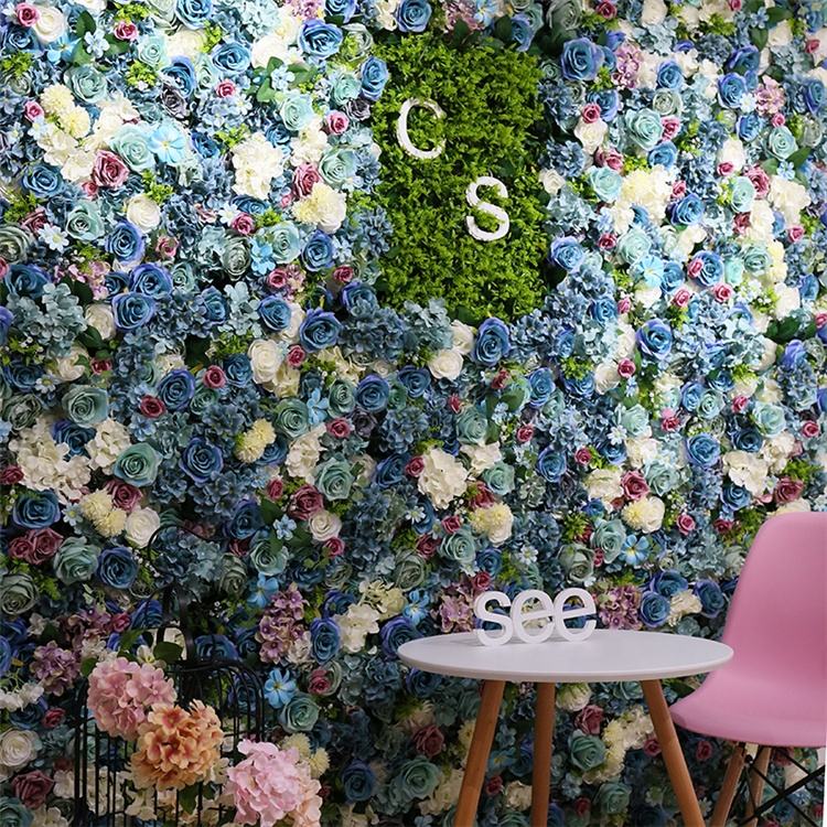 High Quality 3D Roll-Up Floral Walls Flowerwall Backdrop Artificial Silk Flower Wall Panel for Baby Shower Wedding Decor
