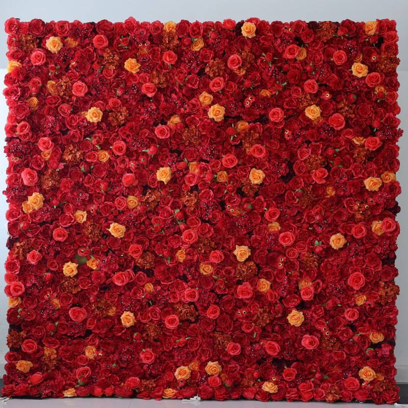 Wall Decoration Flower Panels Best Selling Artificial Silk Rose Roll-Up Flower Wall Backdrop