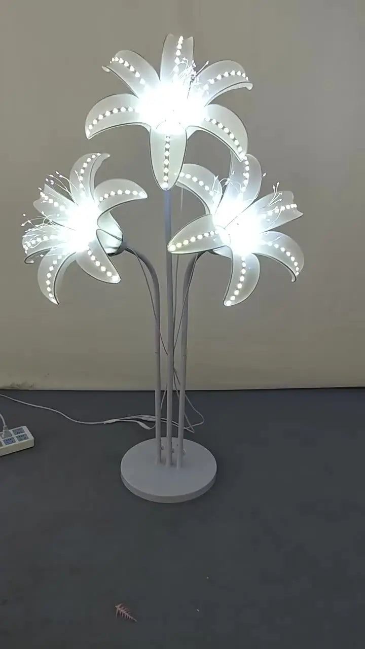 LED Lily Floor Light Iron Organza Luminous Flower Aisle Stand Wedding Stage Party Event Decoration