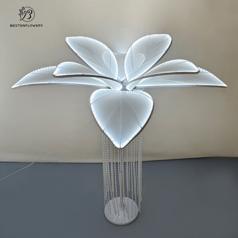 LED Maple Leaf Wedding Aisle Light Iron & Organza Floor Lamp for Wedding Party Outdoor Birthday Banquet Decor