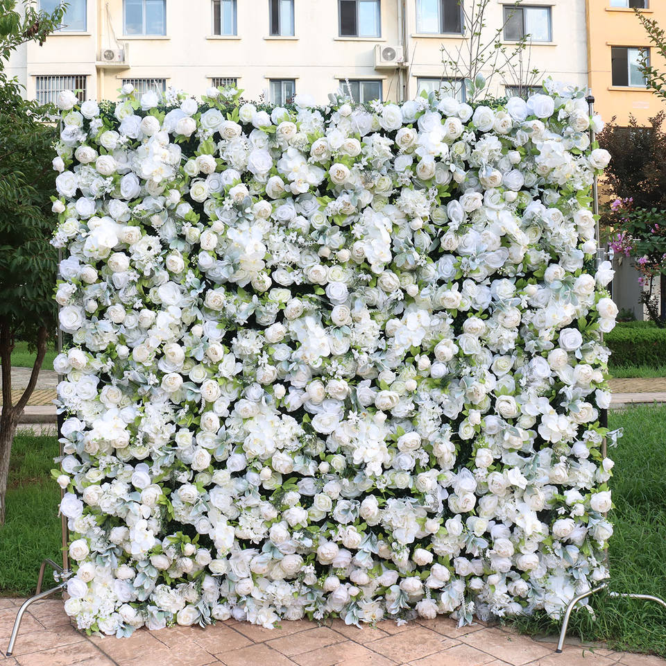 Wedding Suppliers 5D Roll-Up Artificial Flowers Wedding Backdrop Fabric Base Decorative Flower Wall for Event Ceremony Decor
