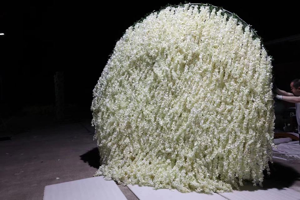 Party Wedding Luxury Centerpiece Wedding Ceiling Drapes Decorations Artificial Flower White Wisteria Roll-Up Flower Wall