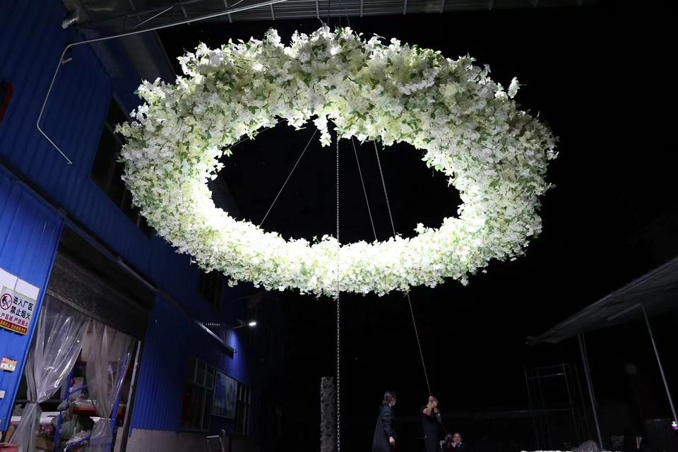 Party Wedding Luxury Centerpiece Wedding Ceiling Drapes Decorations Artificial Flower White Wisteria Roll-Up Flower Wall