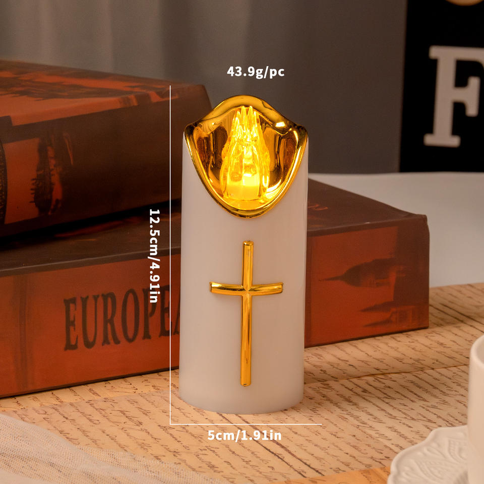 Religious LED Flameless Candles Eco-Friendly Hollow Battery Shaped Pillar for Home Decor Easy Handling Christmas Easter Free Shipping
