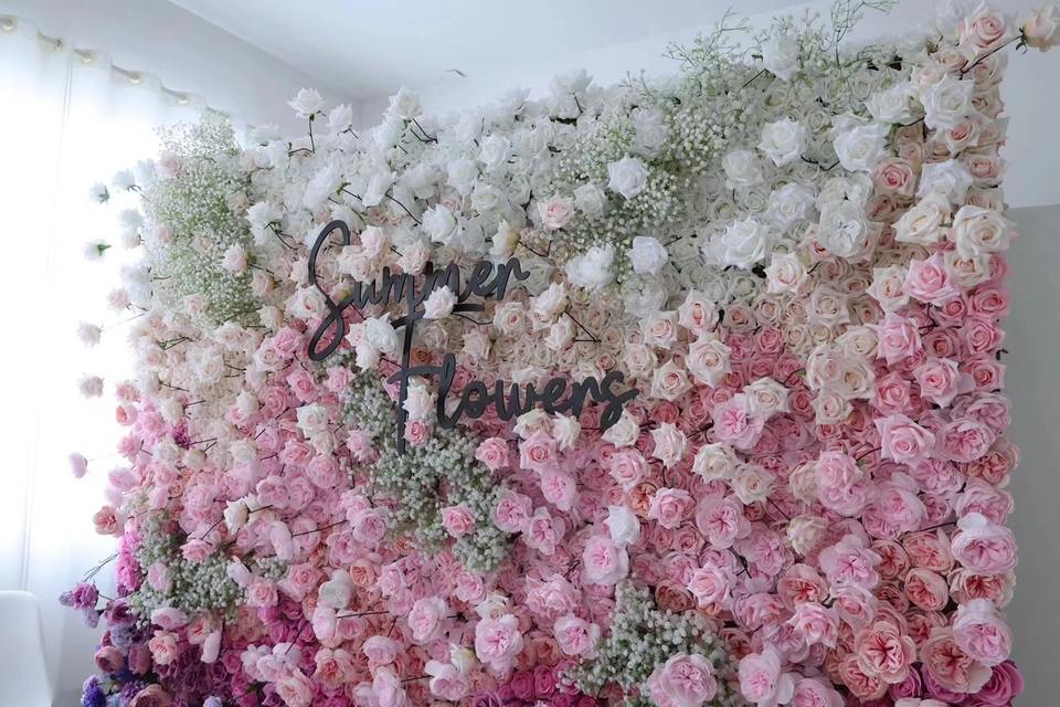 Wedding Supplies 5D Roll-Up Artificial Flower Wall Fabric Base Decorative Flower Wall for Wedding Backdrop Event Decor