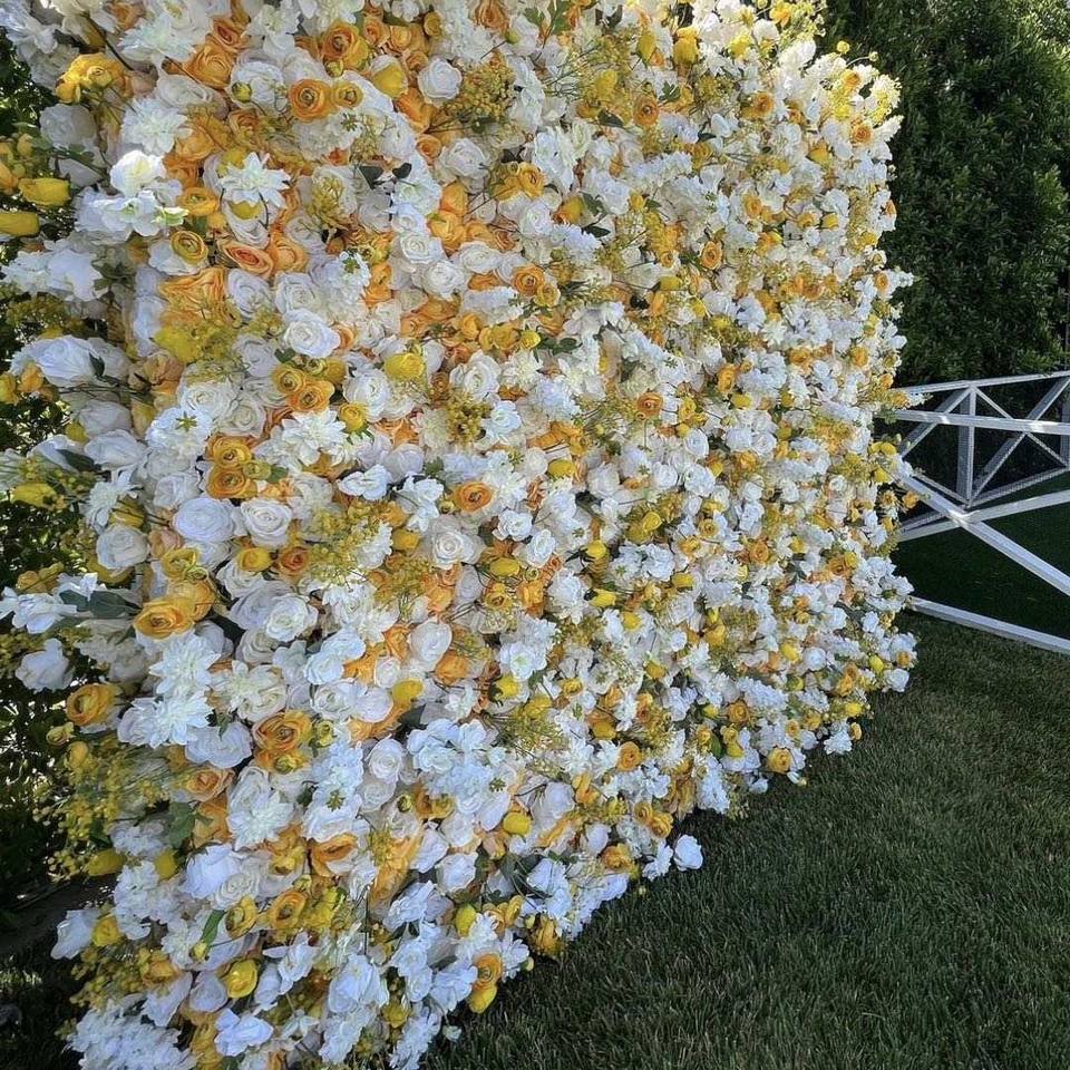Wall Decoration Flower Panels Best Selling Artificial Silk Rose Roll-Up Flower Wall Backdrop