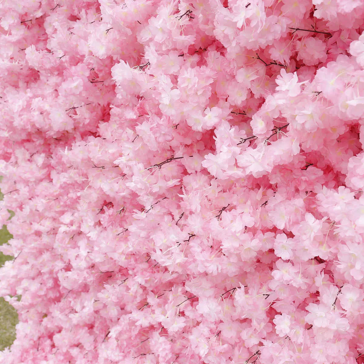 Customized 4D Roll Up Artificial Pink Flower Wall Backdrop Cherry Blossom Fabric Base Flower Wall Home Wedding Decorations