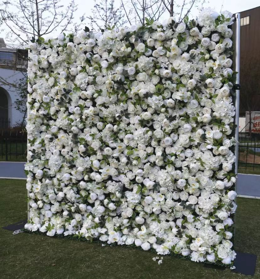 Artificial Silk 3D Roll-Up Hanging Artificial Flowers Wall Wedding Decoration Backdrop Panel for Wedding Home Decor