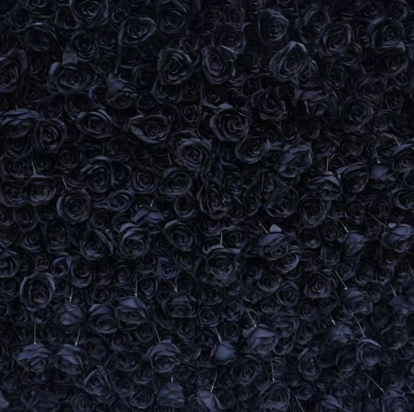 High Quality Gothic Black Flower Wall Artificial Silk 3D Cloth Flower Wall for Home Party Wedding Decoration