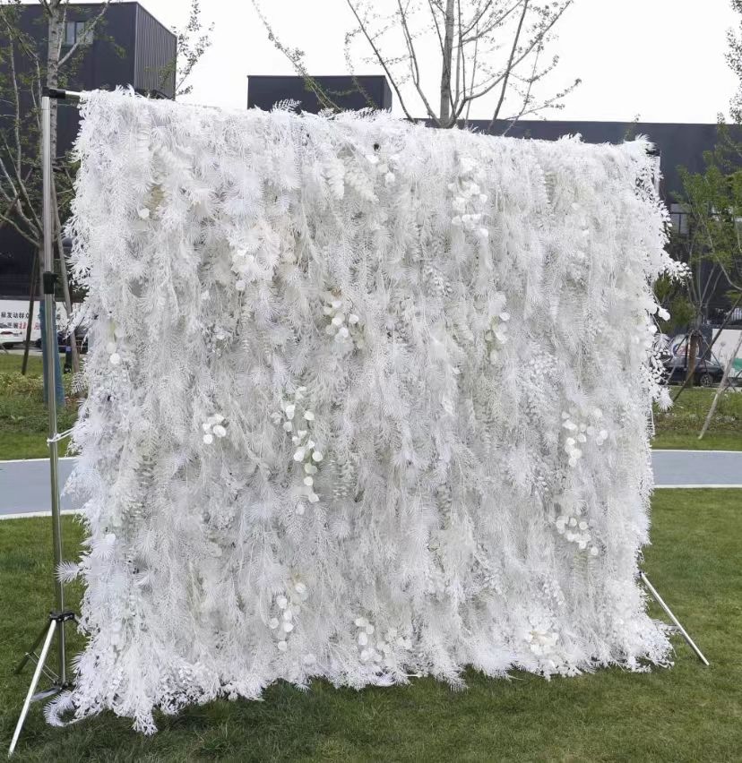 Wedding White Flower Backdrop Pampas Wall Wedding Decoration Artificial Flower Silk Wall Home Hotel Hanging Wall