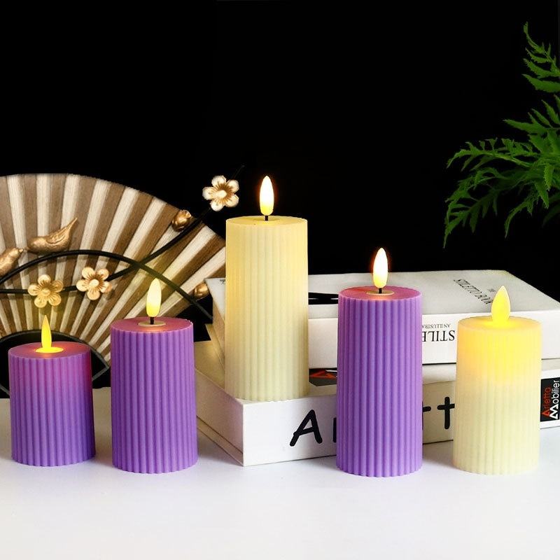 Diameter 5cm Plastic Material Led False Pillar Candle Flickering Flameless Led Candle Light Free Shipping