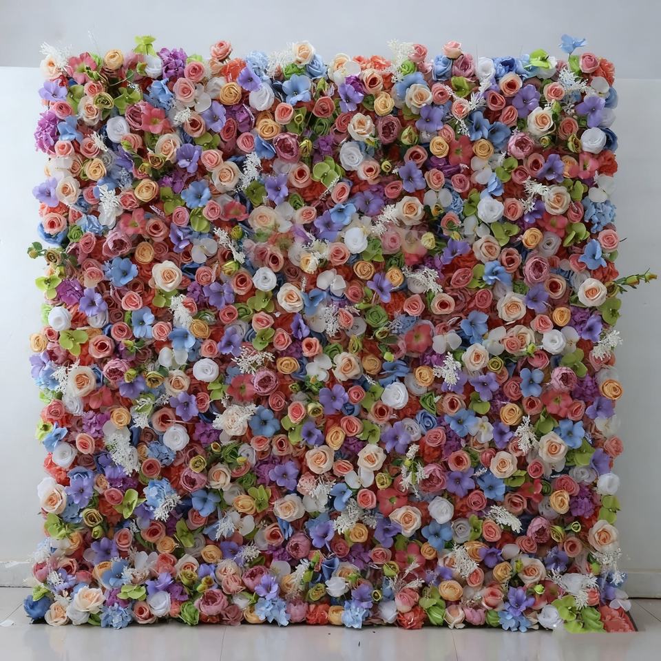 Realistic Artificial Roll-up Wall Rose Ball, Fabric Wall for Wedding Background, Outdoor Wedding Photography Props