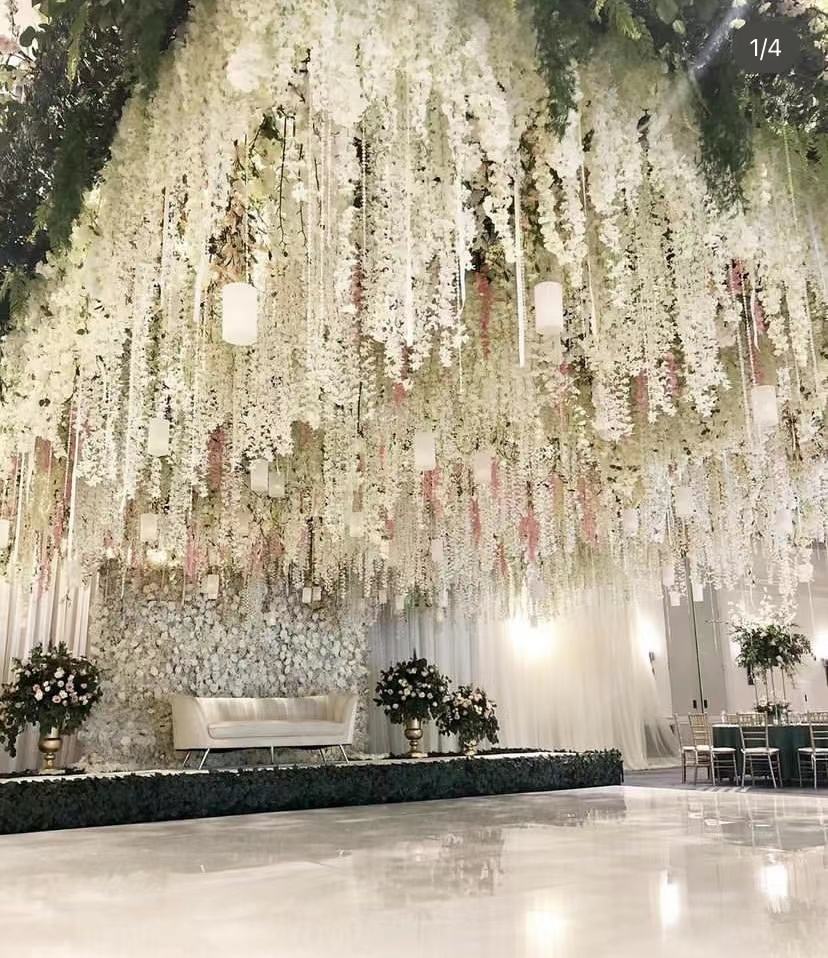 New Arrival Artificial Hanging Wisteria Flower Wall Flower Ceiling Eternal Wisteria for Wedding Home Decor