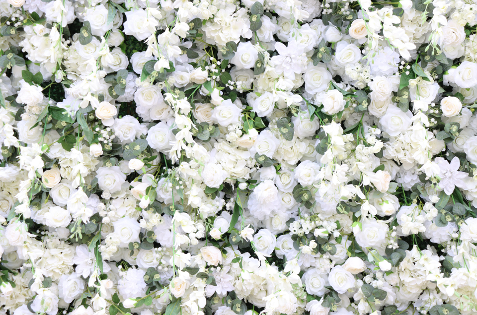 5D Cloth Back Roll-Up Artificial Flower Backdrop for Wedding Christmas Party Decoration