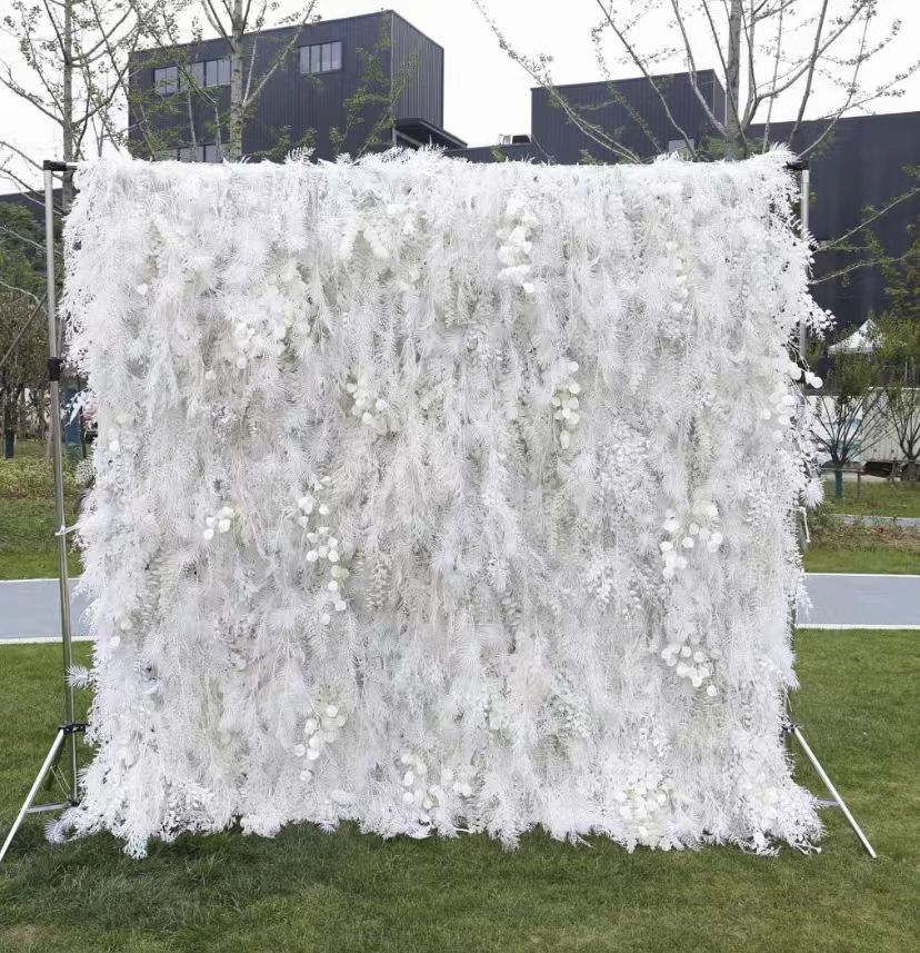 Wedding White Flower Backdrop Pampas Wall Wedding Decoration Artificial Flower Silk Wall Home Hotel Hanging Wall