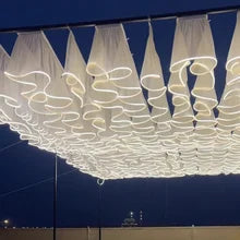 High Quality Modern Outdoor Wind-Driven Rainbow Chiffon Fabric Ceiling Sunshade Wedding Party Decoration Art Installation