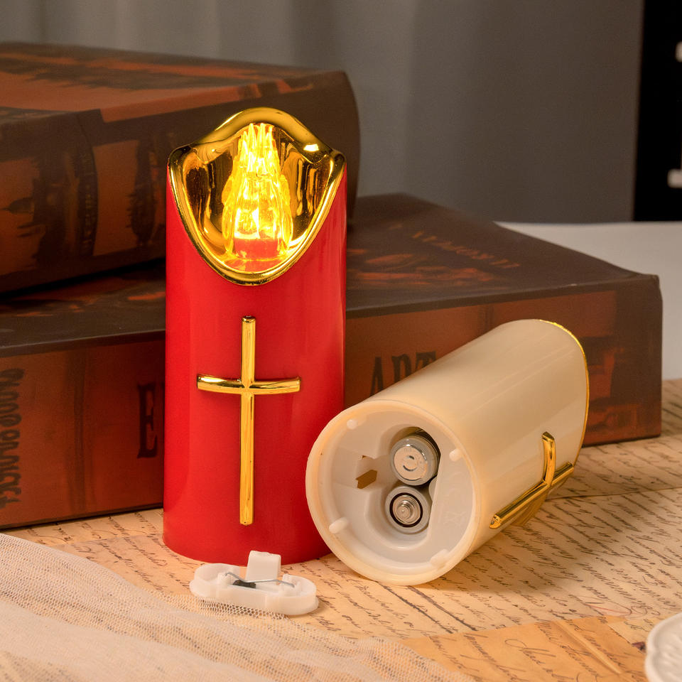Religious LED Flameless Candles Eco-Friendly Hollow Battery Shaped Pillar for Home Decor Easy Handling Christmas Easter Free Shipping