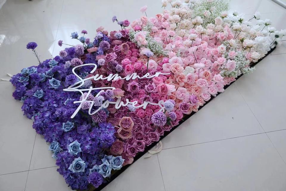 Wedding Supplies 5D Roll-Up Artificial Flower Wall Fabric Base Decorative Flower Wall for Wedding Backdrop Event Decor