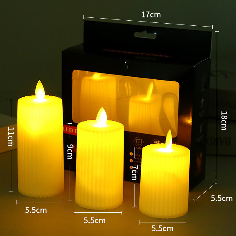 Twisted Texture Led Flameless Plastic Heart Candles 3-piece Set Realistic Flame Battery Operated Handmade Diwali Christmas Home Free Shipping