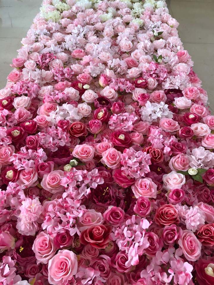 Customized Wedding Events Artificial Silk Flower Panel Rose Flower Wall for Garden Backdrop Engagement Events Decoration