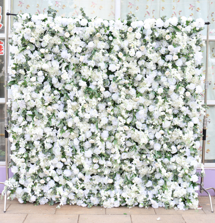 5D Cloth Back Roll-Up Artificial Flower Backdrop for Wedding Christmas Party Decoration