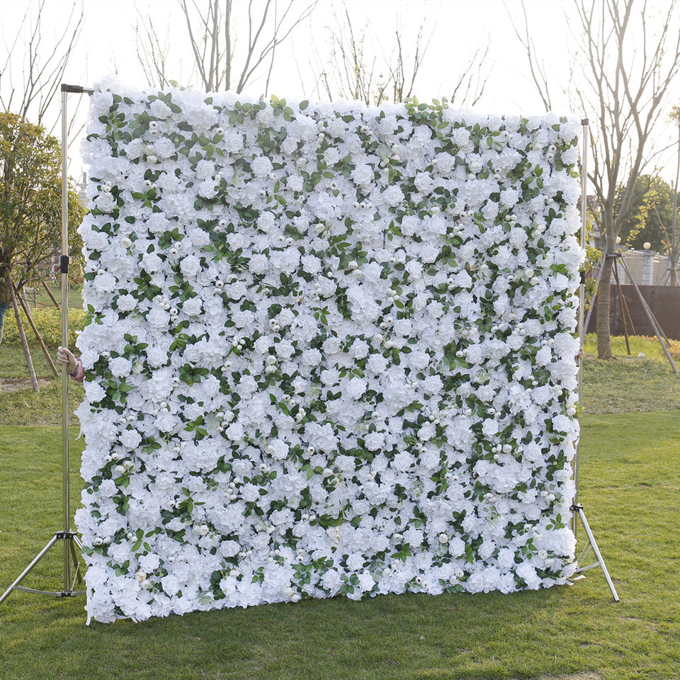 Wedding Decor 3D Roll-Up Cloth Flower Walls Panel Backdrop Rose Peony Silk Artificial Flower Wall for Party Wall
