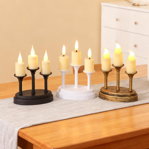 3 in 1 Flameless Taper Candles LED Candlesticks Battery Powered Plastic Light for Ramadan Home Decor Free Shipping