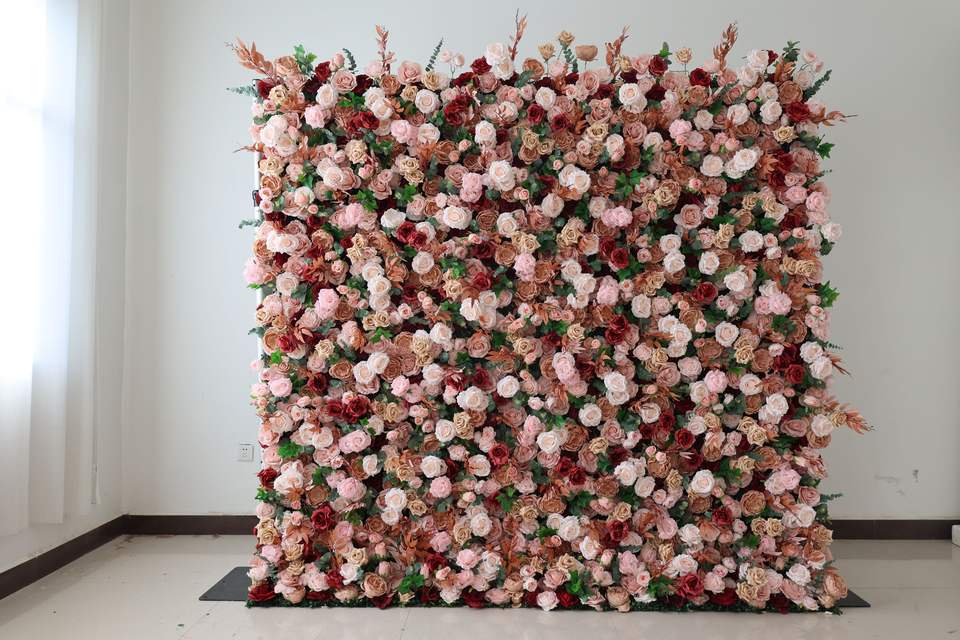 Wedding Decor Backdrop Wall Flowers Panel Backdrop 3D Roll Up Party Events & Wedding Backdrop Artificial Silk Flower Wall