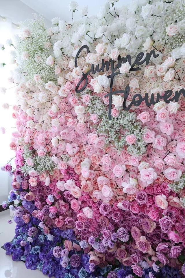 Wedding Supplies 5D Roll-Up Artificial Flower Wall Fabric Base Decorative Flower Wall for Wedding Backdrop Event Decor