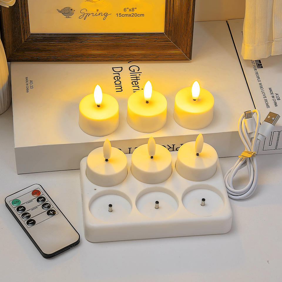 4/6/8/12 Rechargeable 3D True Flame LED Candle Remote Control - Long Lasting Romantic Wedding and Birthday Party Decoration Free Shipping
